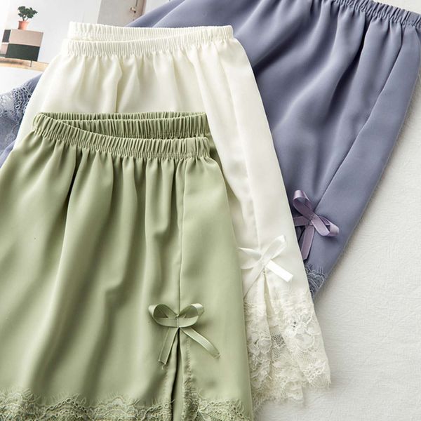 

body sculpting pants women's light proof summer thin large size safety satin can be worn out shorts lace korean loose leggings, Black