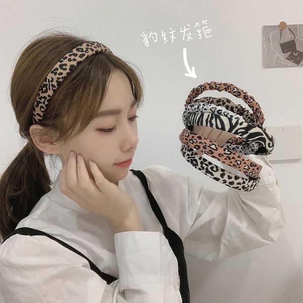 

hair accessories broad-brimmed striped temperament band hairpin press retro sen line ins korean net red wild girl headband, Slivery;white