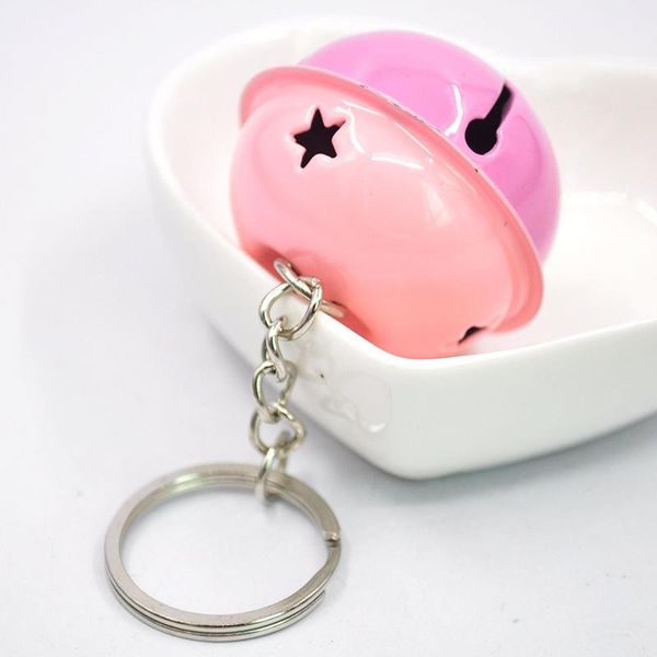 

keychains 50pcs candy color 4cm metal small bell keychain 20 mix women bag pendant anti-theft ornaments accessories car key ring, Silver