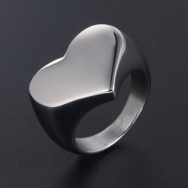 

titanium steel korean version of personality fashion ring heart-shaped plane trend men and women couples designer gifts social holiday jewel, Silver