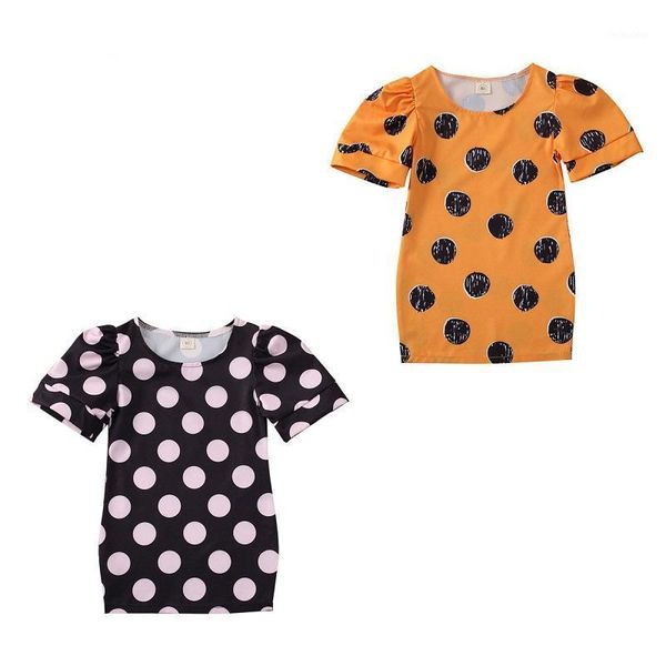

girl's dresses 0-5 years baby girl summer dress print dot short sleeve o-neck cute dress1, Red;yellow