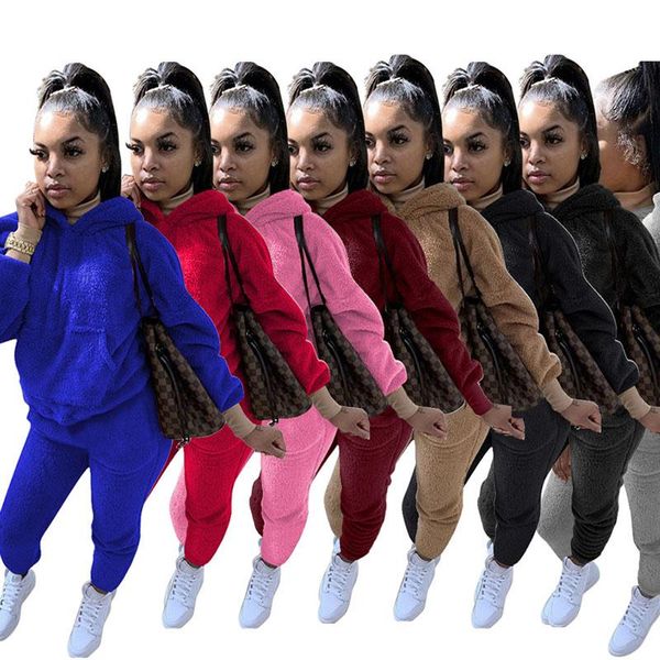 

winter two piece outfits women hoodies long sleeve and pants sets plus size sweater tracksuit set bulk items wholesale lots, White