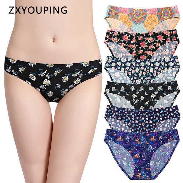 

women's panties print seamless women underwear ice silk briefs low-rise full back lingerie female xs-l us size large 17 colors, Black;white