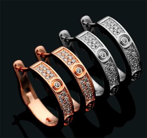 

50%off famous 316l stainless steel love stud earring with full diamond for mother and women earring jewelry, Golden;silver