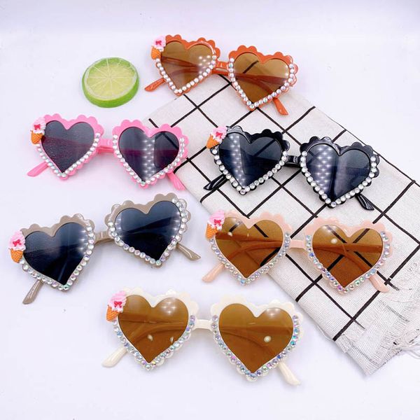 

children's sunglasses girls boys beach protective resin lenses ultraviolet-proof kids accessory summer peach ice cream glasses fashion, Blue