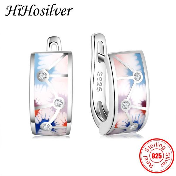 

hoop & huggie hihosilver creative real 925 sterling silver earrings for woman crystal vintage jewelry wedding gift girl hh21022, Golden;silver