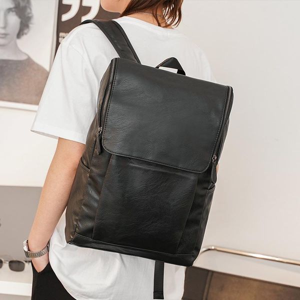 

backpack men's lapcomputer man shoulder bags pu leather waterproof large capacity bag for male casual