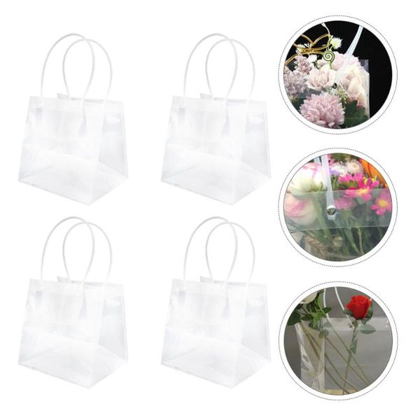 

gift wrap 4pcs square transparent tote bag bouquet packaging cake wrapping