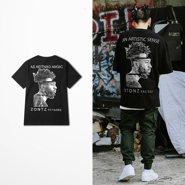 

2021 new as aeitang angic zontz fctaore print t-shirt men high street rock punk dance shirts male kanye west coast tee 9o6c, Black