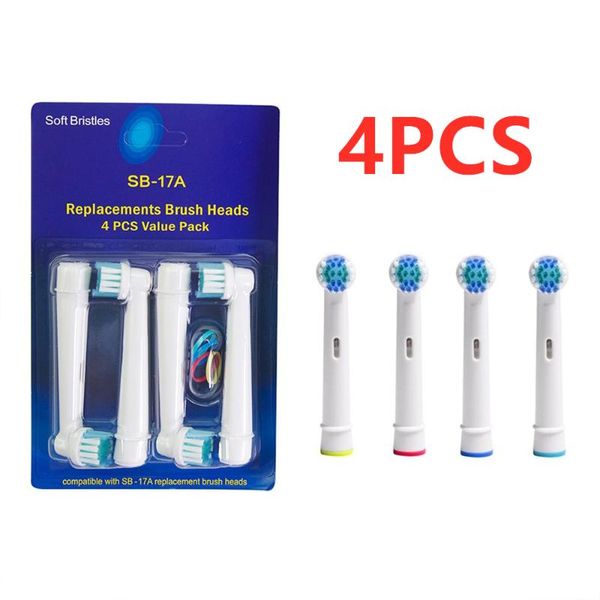 

smart electric toothbrush 4pcs for oral b heads sensitive clean sb-17a fit advance power/pro health//3d excel/vitality precision