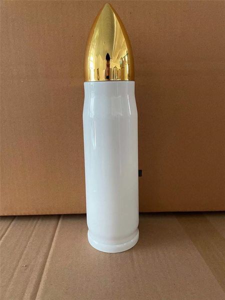Großhandel 17oz Sublimation Bullet Cup 500 ml Edelstahl -Wasserflaschen Wärmeübertragung KULLE -Form Tumbler Doppelwand isolierte Tassen A12