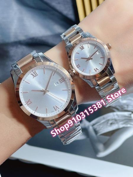 

wristwatches classic women men geometric sport watches rose gold stainless steel date wristwatch for couples cz quartz clock waterproof, Slivery;brown