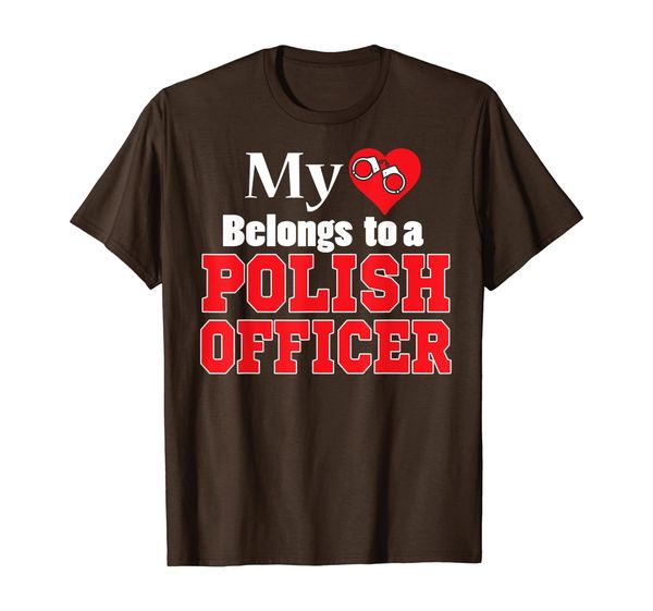 

my heart belongs to a police officer - funny cops wife t-shirt, White;black