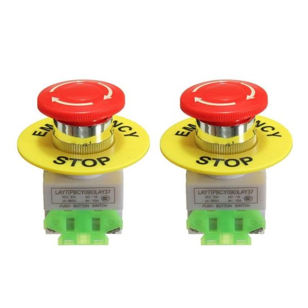 

smart home control 2pcs 22mm sswitch latching accessories red mushroom no nc compact 4 terminals push button emergency easy install