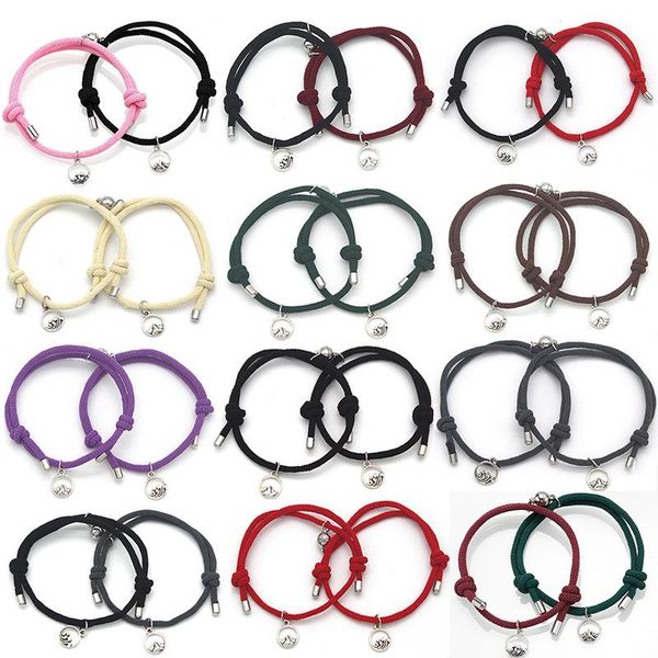 

link, chain couple bracelet for women men vsco wave strand mountain string adjustable magnet attract each other wholesale, Black