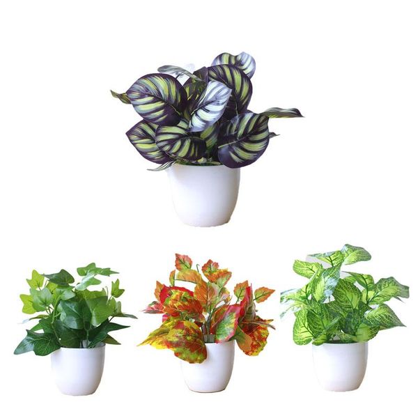 

1pc artificial plants potted bonsai green small tree plant fake flowers potted ornaments for home garden decor party l decor