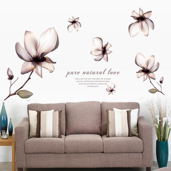 

diy wallpaper mangnolia flowers wall painting wall stickers home decor living room decoration removable art decals wallpapers