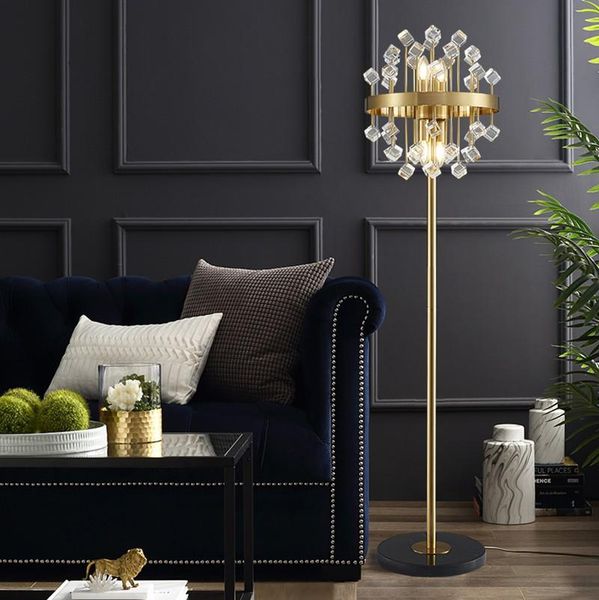 

luxury led floor lamp postmodern study living room crystal glass creative floor light bedroom bedside marble vertical luminaires