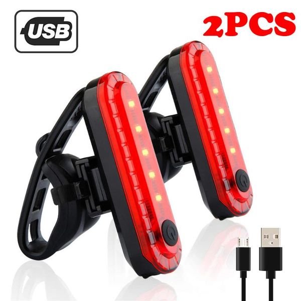 

25# 2pcs bike rear lights mini led bicycle tail light helmet backpack lights chargeable waterproof safety warning cycling light