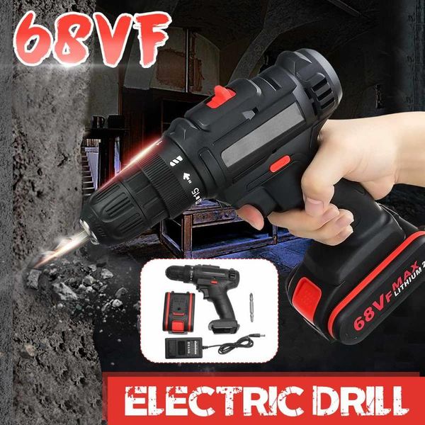 

professiona electric drills doersupp 68vf cordless lithium-ion drill/driver rechargable drill adjustable 3200r/min 2speed hand with battery