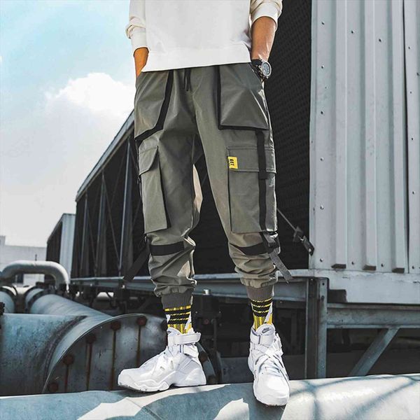 

japanese fashion street harajuku joggers women pants casual thin cargo male clothing ankle length sweatpants, Black