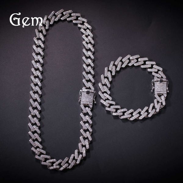 

cute jewelry bar miami cuba chain with zircon men's hip hop necklace, Silver