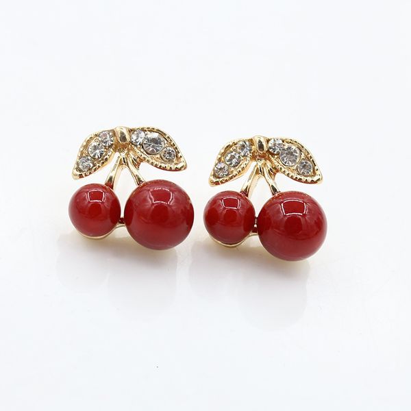 

cute diamond leaf cherry earrings fashion earrings new ear accessories, Golden
