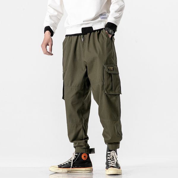 

new 2021 men multi-pocket design harem pant streetwear punk hip hop casual trousers joggers male army cargo pants dropshipping wqvo nx6t, Black