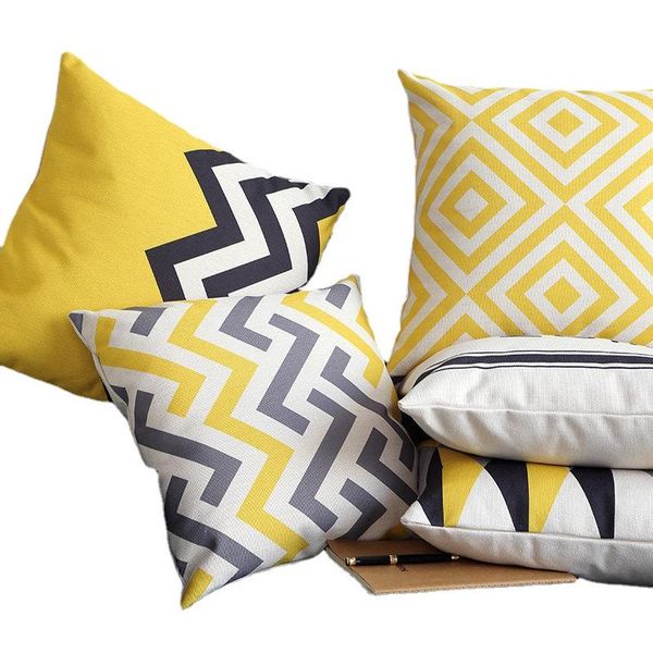 

cushion/decorative pillow cotton and linen blended cushion home sofa living room simple geometric chair backrest cover fall decor