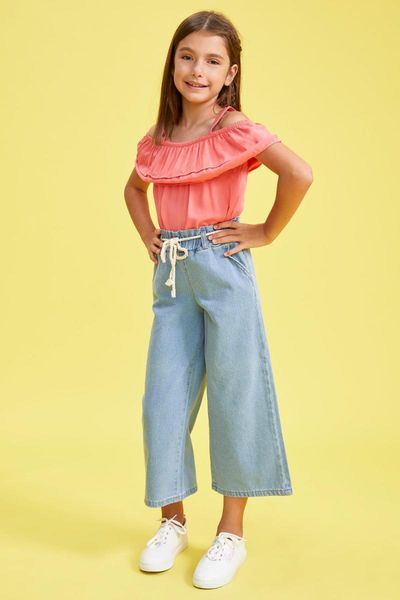 

jeans defacto spring girl denim wide leg streetwear aesthetic pants cotton -m8240a620sp, Blue