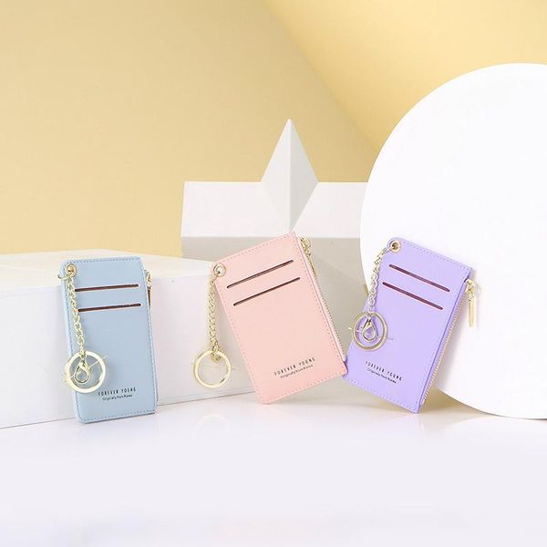 

keychains golden keychain coin purse fashion solid color key card multifunction mini wallet ladies clutch zip, Silver