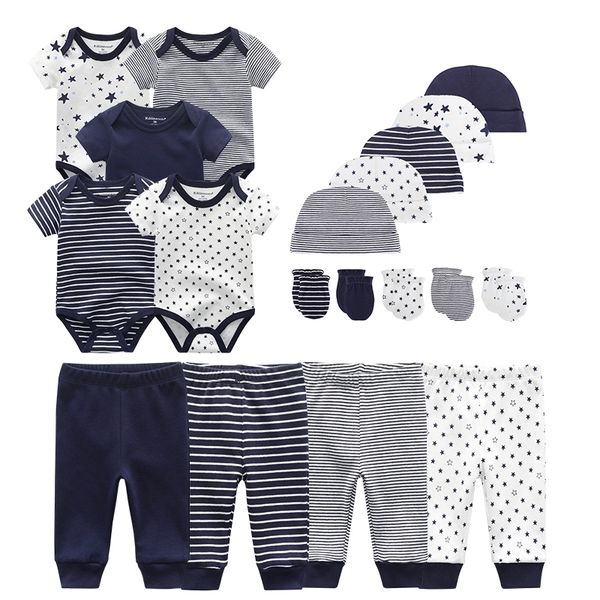 

new born baby boy clothes bodysuits+pants+hats+gloves baby girl clothes cotton clothing sets 210309, White