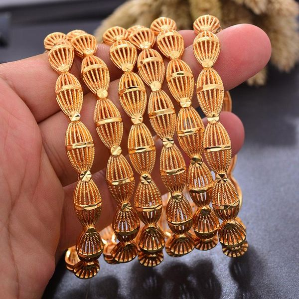

bangle 6pcs/lot ethiopia 24k gold color dubai bangles for women african party wedding gifts bangles&bracelets not can open, Black