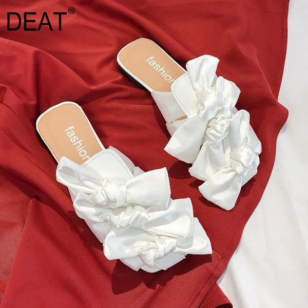 

slippers [deat] 2021 spring summer pumps toe lace hollow out bowknot casual outside flat women shoes fashion tide 10g981, Black