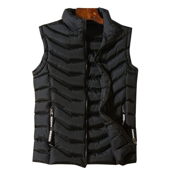 

men's vests mens sleeveless vest men winter brand casual coats male cotton-padded thickening homme waistcoat nylon 218, Black;white