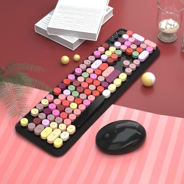 

wireless keyboard and mouse set business silent computer round keycap