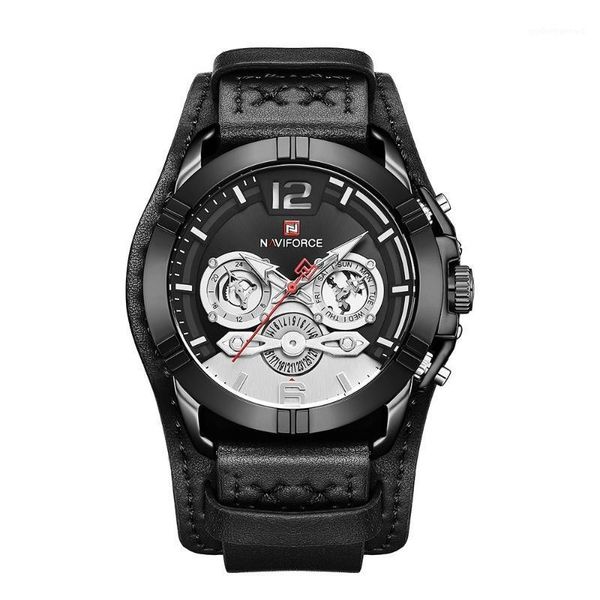 

man quartz watch 24 hour week hardened mineral glass leather watchband male wristwatch wristwatches, Slivery;brown