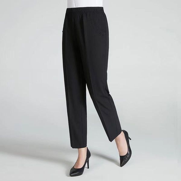 

women's pants & capris 2021 women spring summer casual plus size harem female solid elastic high waist straight pant ladies elegant tro, Black;white