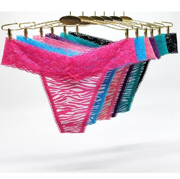 

women's panties 5 pcs lots culotte femme lace ladies thong solid color cotton underwear soft briefs set for women, Black;pink