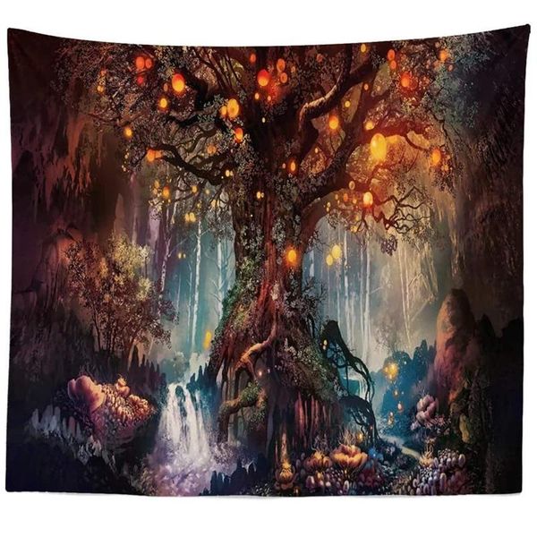 

tapestries forest wishing tree tapestry wall hanging living room decor lantern magic home