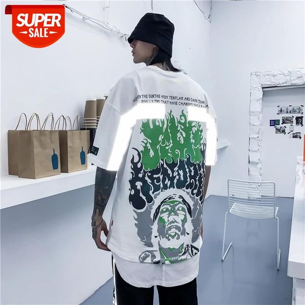 

seveyfan 2021 men's short sleeve t-shirt reflective strip summer men's t-shirt personalized printing loose short sleeve #qr7q, White;black
