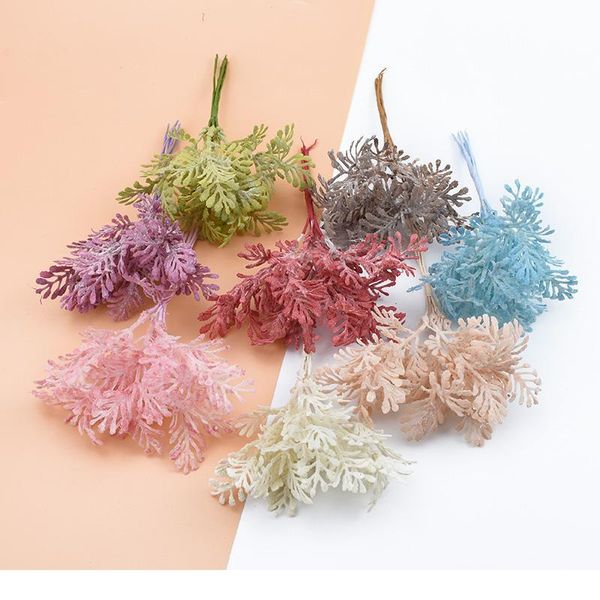 

6pcs red coral artificial water grass decorative flowers wreaths fake plants home decor diy gifts box silk leaf scra qylzph