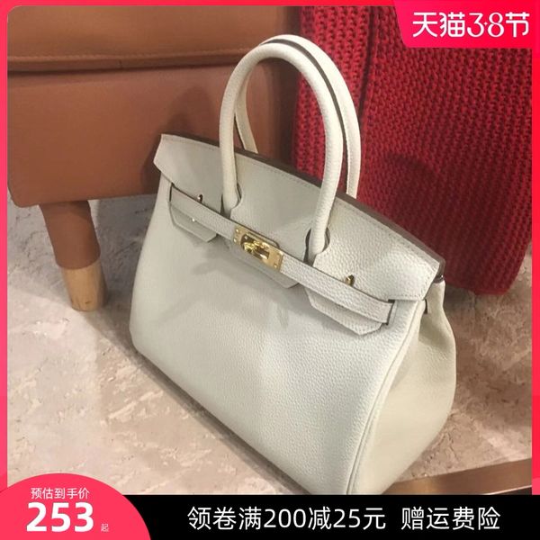 

this years popular color milkshake white summer fashion new first layer cowhide birkin bag genuine leather womens bag kelly handbag