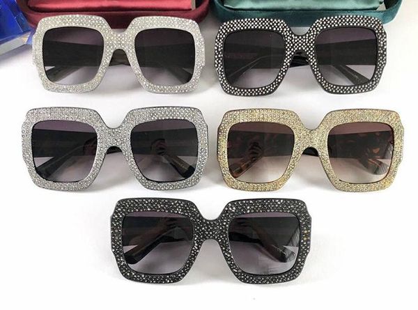 

0048 sunglasses large frame elegant special with diamond frame selling style built-in circular lens come with case, White;black