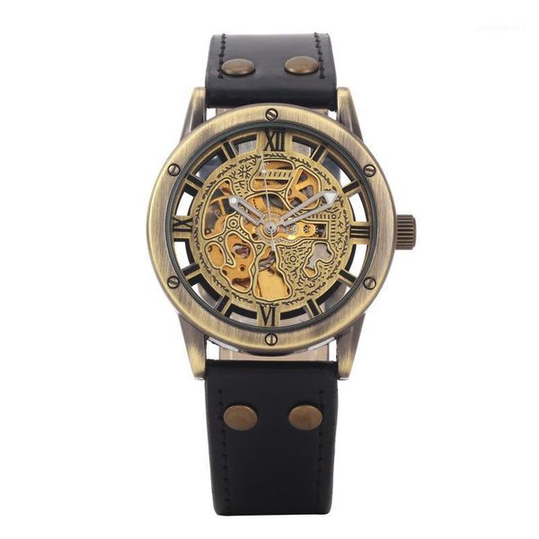 

wristwatches 2021 men's mechanical watch hollow automatic steel belt retro luxury fashion casual business wa132, Slivery;brown