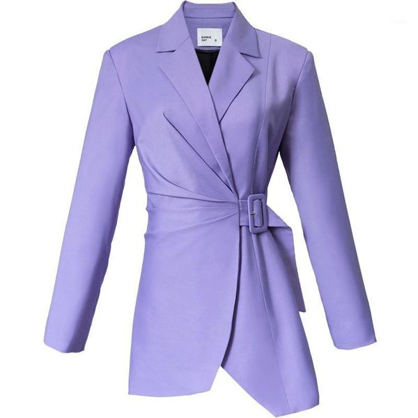 

women's suits & blazers [ewq] korea chic autumn casual trendy women suit collar with side lace fashion simple purple long-sleeved blaze, White;black