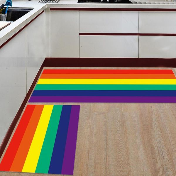

cushion/decorative pillow kitchen mat anti-slip stripes colorful rainbow flag lgbt printed carpet doormat hallway bath living room