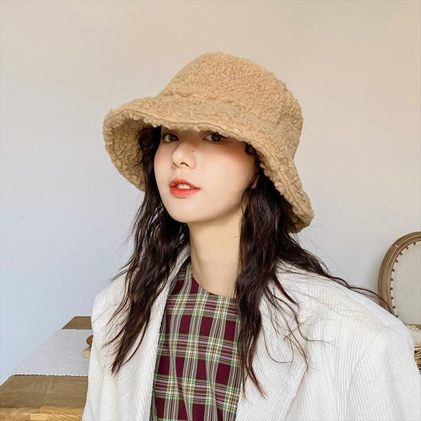 

christmas lamb faux fur bucket hat thickened warm teddy velvet winter hats for women lady bob outdoor plush fisherman, Blue;gray
