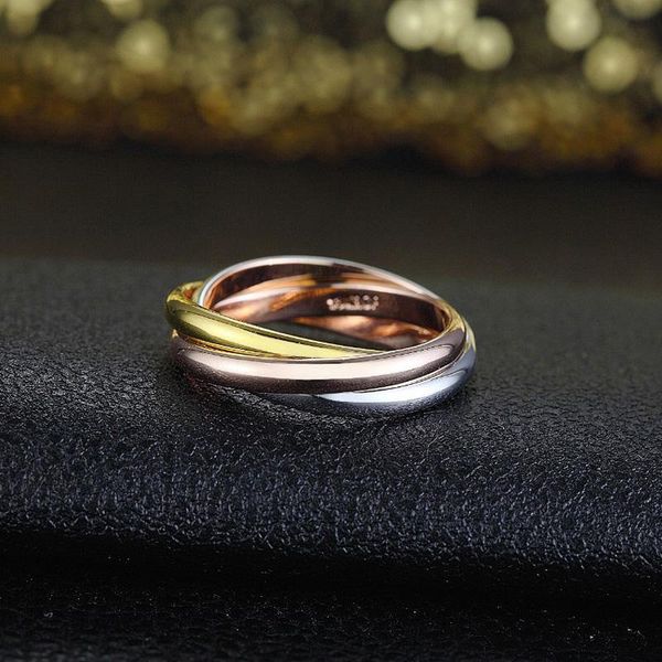 

wedding rings stacking for women with three colors rose gold color women's fine jewelry full size fashion ring female jewellery, Slivery;golden