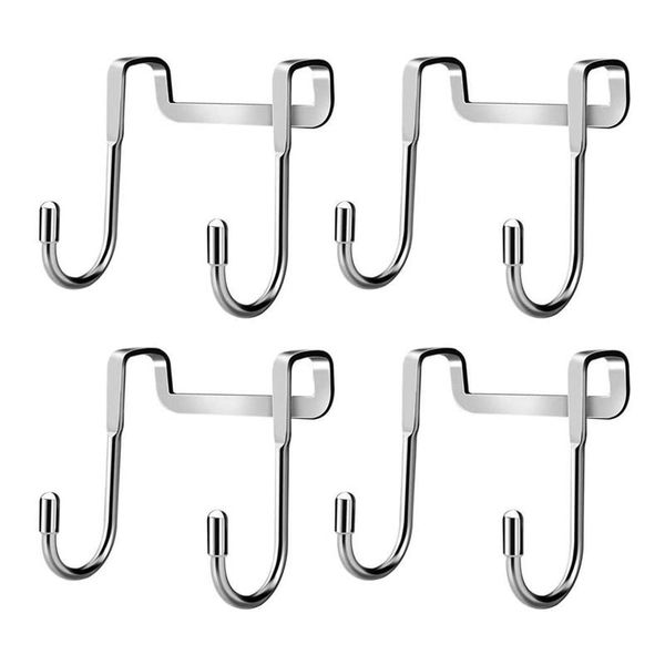 

hooks & rails 4pc over door hook s shaped strong stainless steeldoor back hanging hanger holder for kitchen,bathroom,bedroom